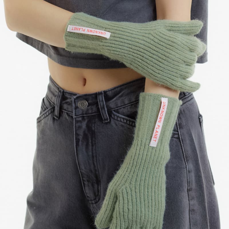 UNKNOWN PLANET Finger Hole Knit Gloves Green_FINGER HOLE KNIT GLOVES GREEN