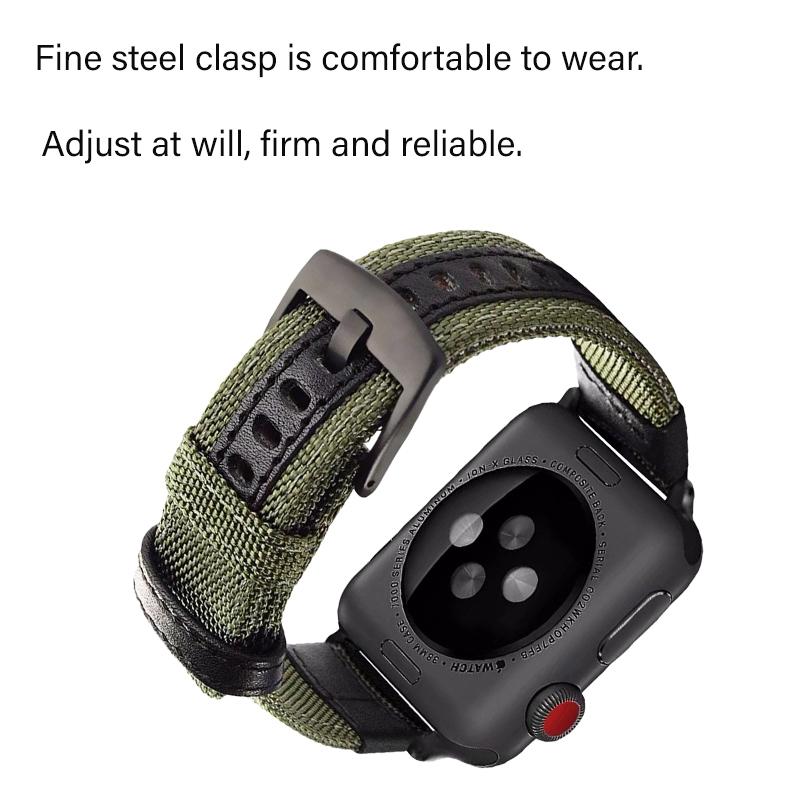 Watchband Strap For Apple watch band 44mm 45mm 41mm 40mm Jeep Canvas Nylon+Leather Bracelet iwatch Series 3 4 5 6 SE 7 8 Ultra 49mm Band