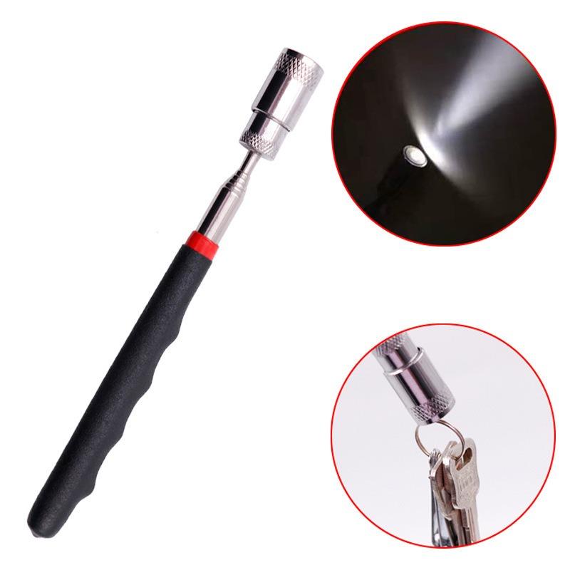 Portable Telescopic Magnetic Pickup Pen With Led Light Extendable Rod For Nut Bolt Screw Retrieval Car Repair Assistant Tool