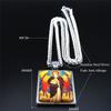 Archangel Saint Uriel Judaism Glass Stainless Steel Chain Necklace Silver Color Geometry Pendant Jewelry collier chaine NXS02