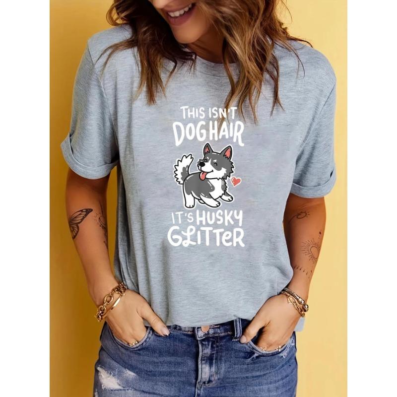 

Футболка с изображением собаки породы хаски, женская футболка, подарочные футболки для владельцев щенков, женские XXXL серый