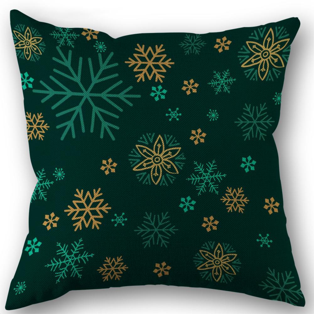New Merry Christmas Throw Pillow Case Xmas Tree Santa Claus Linen 45X45cm Pillow Cover