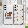 Cute Dachshund Bulldog Phone Case for Samsung Galaxy S25 S21 S22 S23 S24 FE Plus Ultra Clear Soft Cover Cartoon Dog Fundas Coque