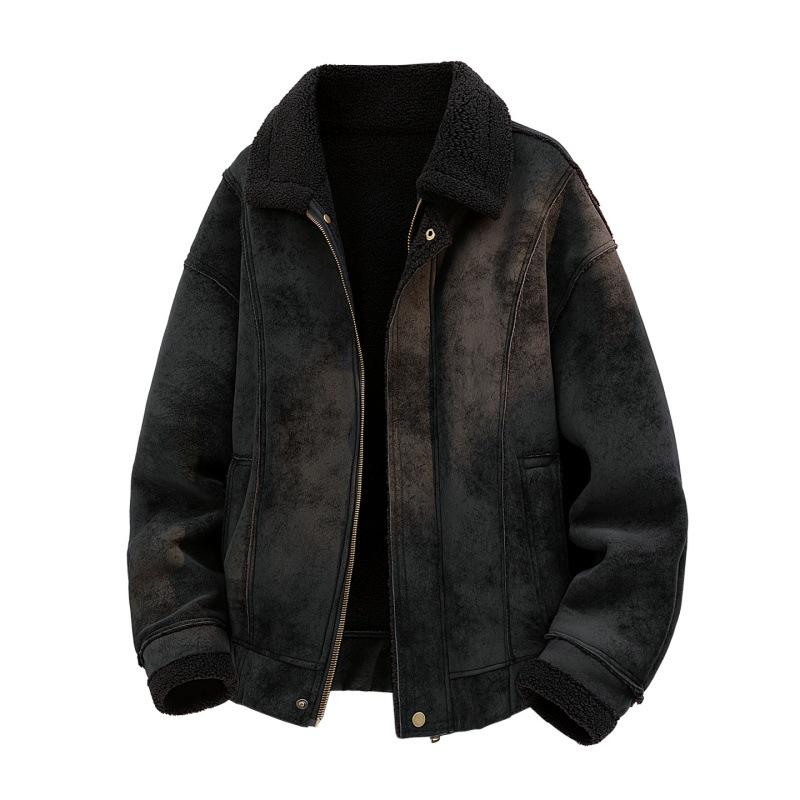 

HL Men s Retro Stand Collar Winter Jacket with Velvet Lining - Warm, Thickened Cotton Large чорний
