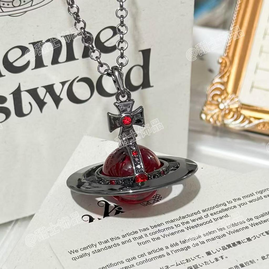 Vivienne Glacier Blue ORB Necklace - Women's European & American Style 3D Planet Saturn Pendant