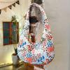 Women's Shoulder Bags Embroidered Flowers Handmade Fashionable Trendy Canvas Cross Bags Large Capacity Shopping Shoulder Bags