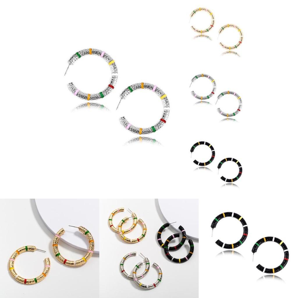 Trendy Fall 2021 Geometric Hoop Earrings In Black Gold And Silver