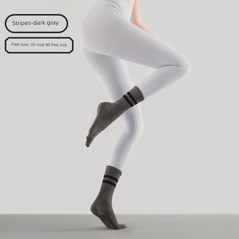 

Yogsox Длинные гольфы Давление Осень Зима Спорт Йога Носки [1 pair of Non Slip grip] Stripes five finger_gray