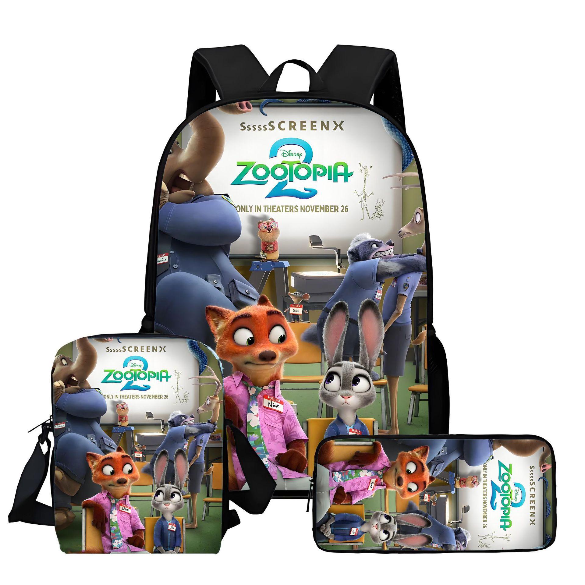 Zootopia 2 Print Backpack 3-Piece Set, Lightweight and Simple Student Backpack Set 0191 KTB three-piece