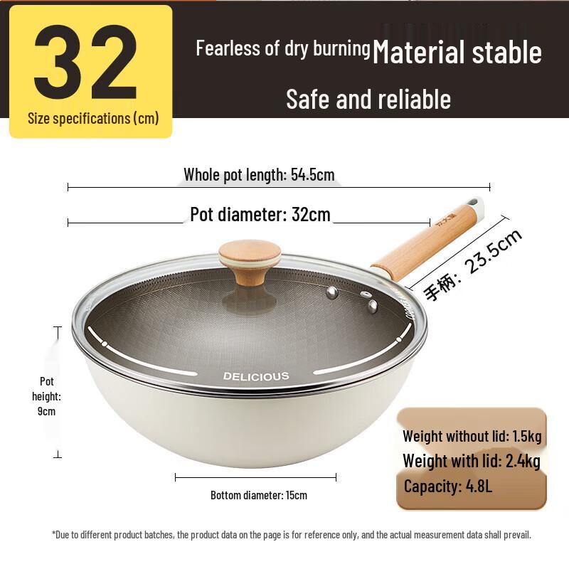 COOKER KING Ling Bai 32cm Multi-layer Titanium Stainless Steel Non-stick Pan
