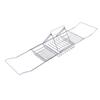 Shower Tub Tray Stainless Steel Expandable Over The Bathtub Rack with Phone Stand for Soap Shampoo Bath Balls Silver