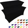 2 Pack 6FT Table Cloth for Rectangular Fitted Events Stretch Black Table Covers Washable Spandex Tablecloth Protector for Party,