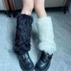 Rainbow Plush Leg Warmer for Trendy Party Costume Colorful Furry Fuzzy Boot Covers Leg Gaiters Footless Socks Streetwear