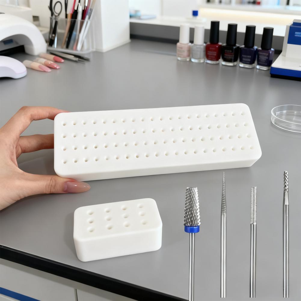 Nail Drill Bits Holder with 12/80 Holes Multi-functional Nail Drill Bits Organizer Manicure Polishing Grinding Head Stand