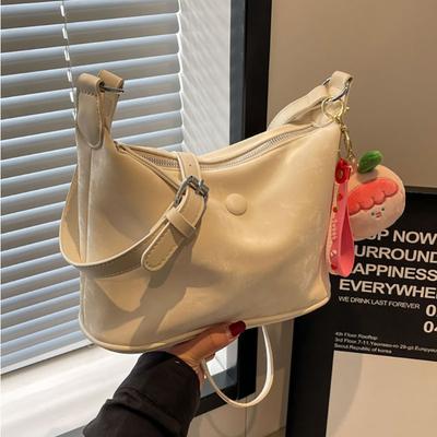 Bolsa Mensageiro de Ombro Elegante de Grande Capacidade, Bolsa Mensageiro Feminina Casual Versátil Pequena Quadrada de Cor Sólida