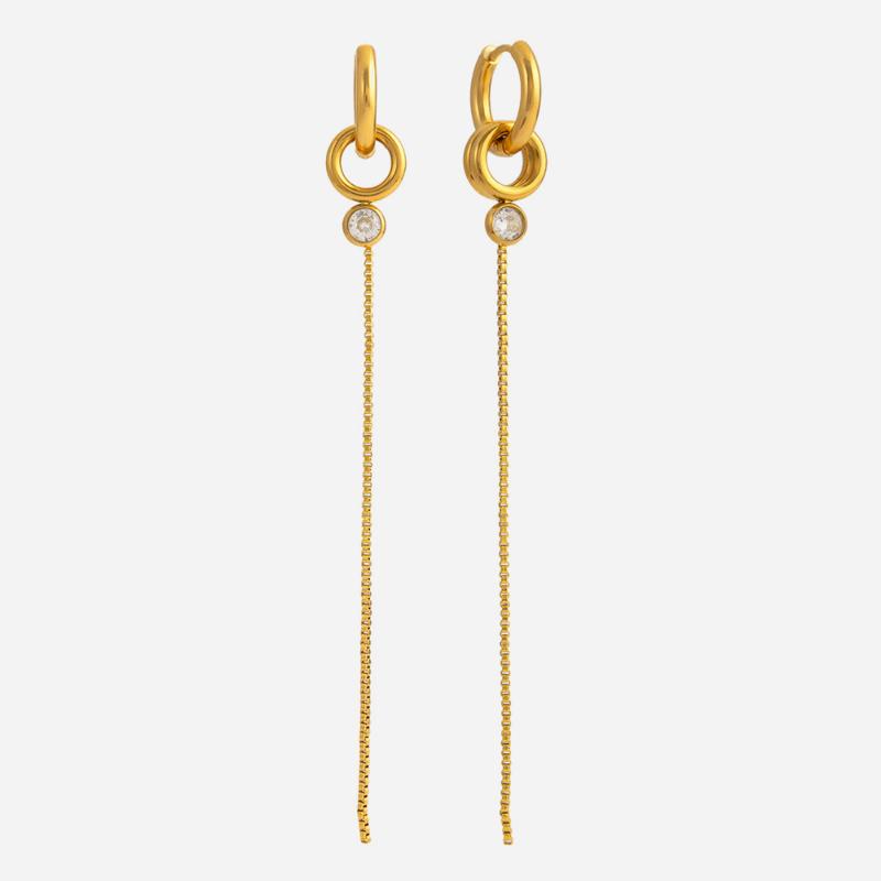 Delicate Zircon Earrings For Women Minimalist Gold Plated Stainless Steel Long Tassel Earrings Fashion Jewelry Gift