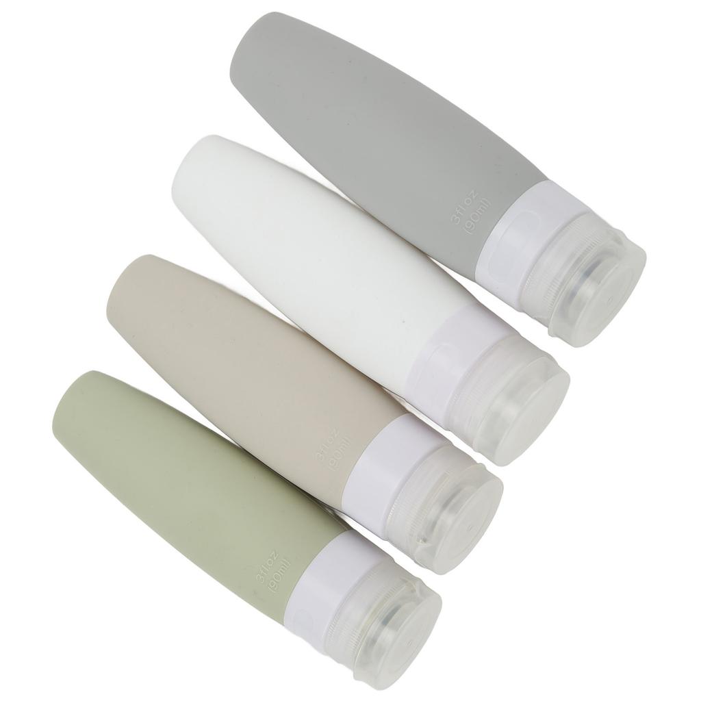 4Pcs Silicone Travel Bottle Large Opening Design Leakproof 90ml 4 Colors Squeezable Travel Containers Set for Travelling