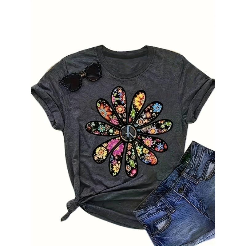 

Cross-border European and American Clothing Round Neck Pocket Short-sleeved Casual Loose Top Bottoming Short-sleeved T-shir S