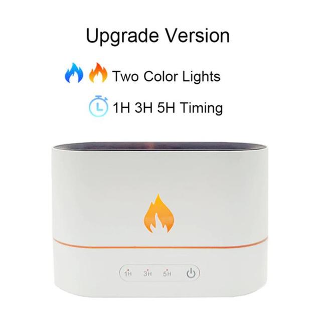 USB Simulation Flame Night Light with 250ML Water Tank Humidifier Aroma Diffuser for Home Office Bedroom Atmosphere Desk Lamp