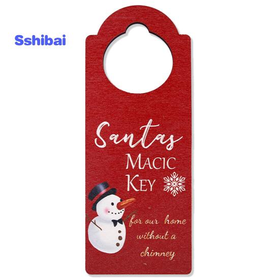 Christmas Wooden Doorknob Decoration Santa Claus Snowman Stocking Holiday Decor Door Handle Hanger Pendant Party Supplies