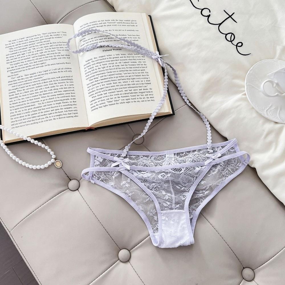 Pendant Chain Underwear for Women Hanging Neck Lace Underpants Breathable Lace Panties  Women