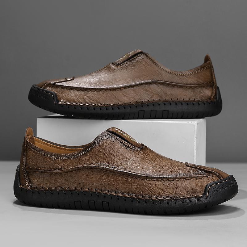 Handmade Genuine Leather Men's Casual Shoes Comfortable Moccasins Men Business Flats Shoes Driving Shoes