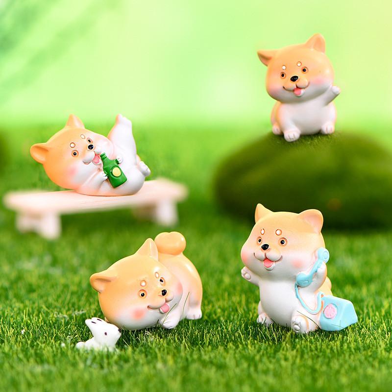 Dog Puppy Akita Resin Mini Figurine Micro Landscape Model Car Home Decor Gift