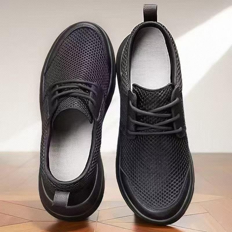 Mesh Men's Shoes Spring and Summer Simple Black Casual Shoes Light Breathable Soft Sole Comfortable