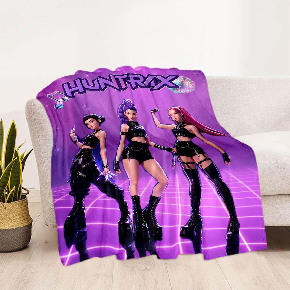 K-pop Demon Hunters Blanket Durable Comfort Suitable for Seaside Office Chair Chair All-Season Use Playful Design
