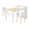 Kids Art Table and Chair Set, Toddler Craft Table with 3 Tiers Storage Cabinet, Wooden Kids Activity Play Desk with 2 Chairs, Art Craft Play Desk for
