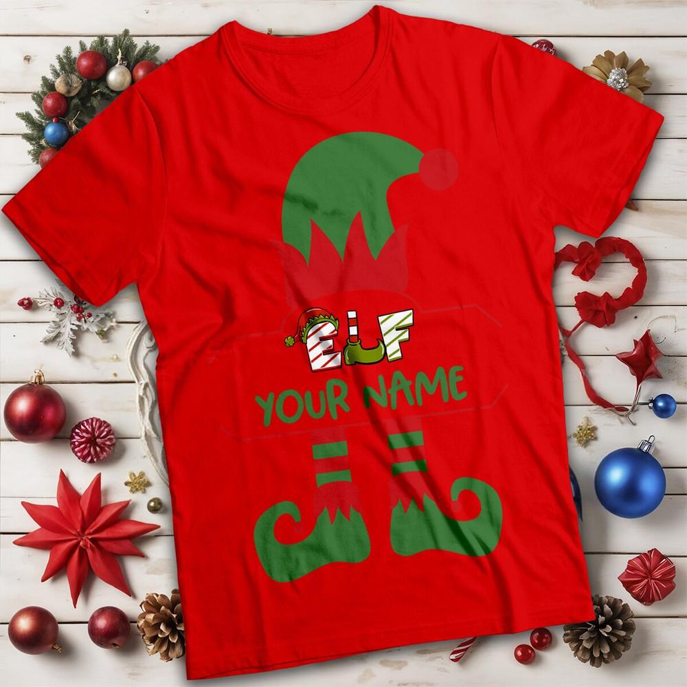 Personalised Unisexs And Unisexs Elf Hat Christmas Tshirt Tee Mc S