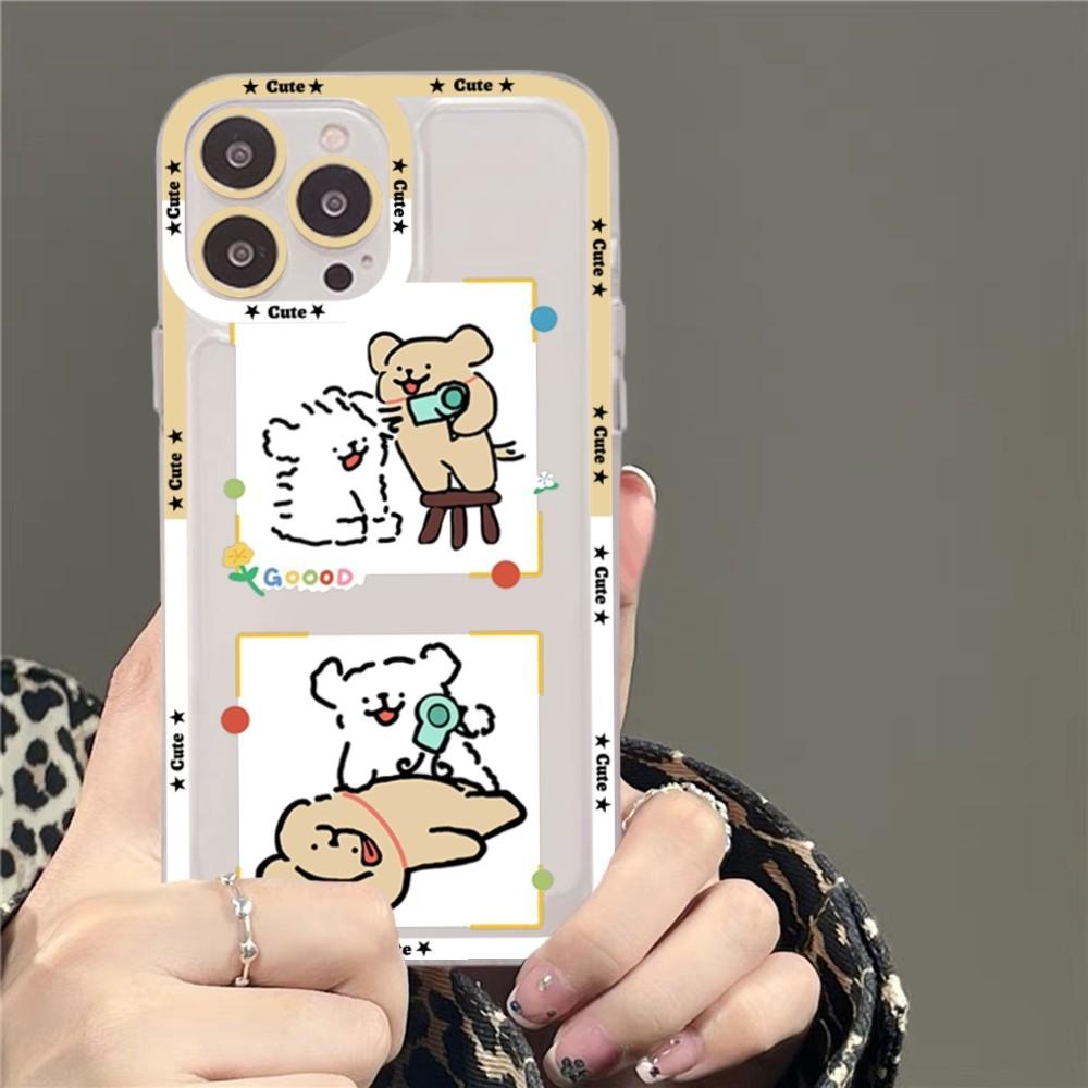 Cartoon Line Dog Phone Case For iPhone 14 13 12 11 Pro Max XS X XR SE 2020 6 7 8 Plus Mini Protective Cover