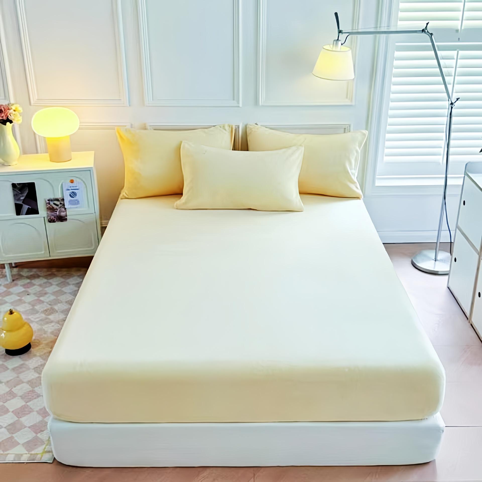 

Не выцветающая Не скатывающаяся Простыня из цельного полотна Нескользящие простыни Различные размеры Постельное белье Покрывало Защита матраса 90*200+30cm(Only sheet)