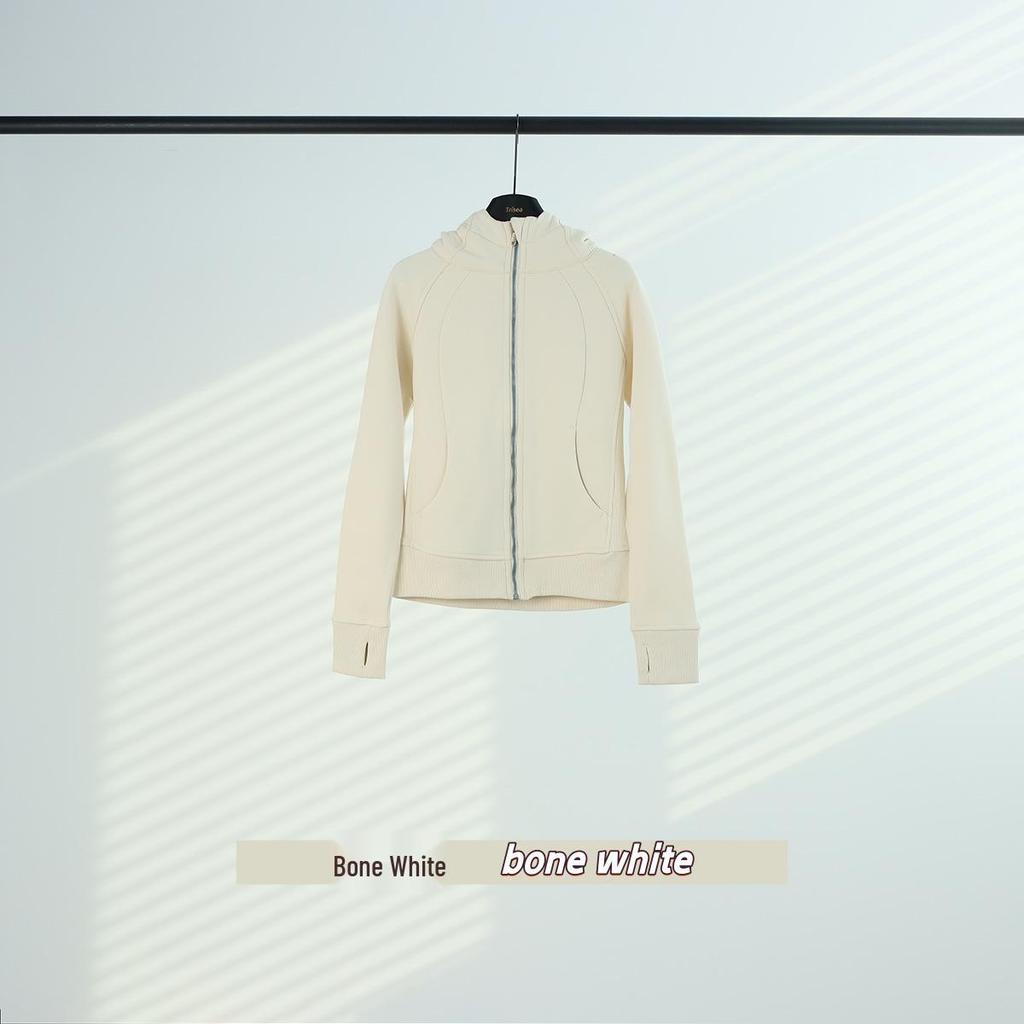 Crosslulu Women's Slim Fit Plus Velvet Yoga Hoodie Sweatshirt