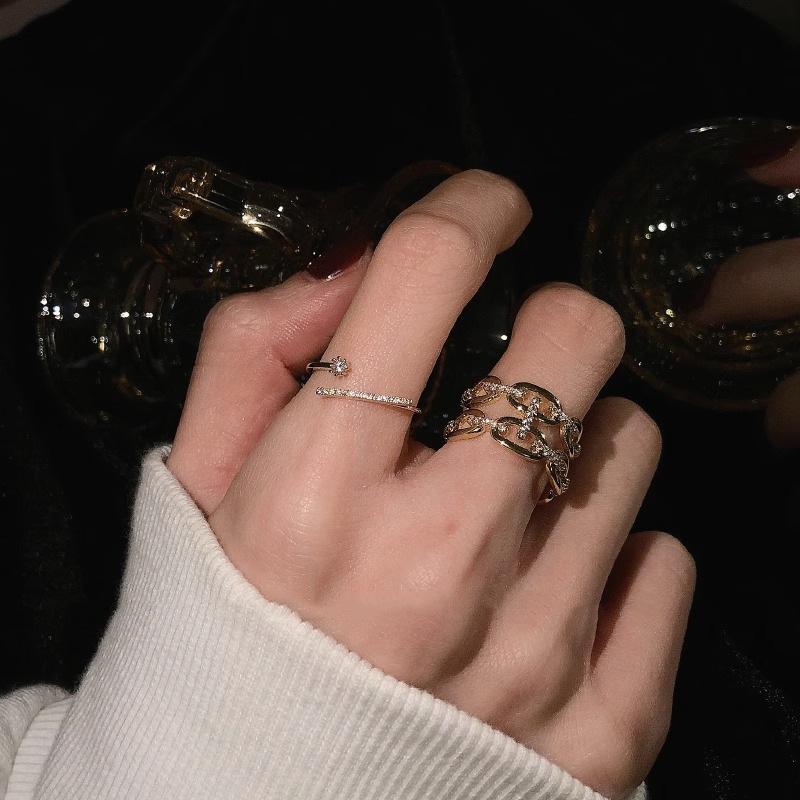 Korean Elegant Fashion Geometric Adjustable Copper Ring For Women Perfect For Ins Style