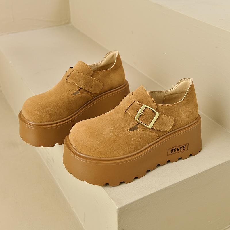 

Маленькие туфли Boken на толстой подошве для женской верхней одежды, весна 2025, новые уродливые и милые универсальные мокасины с большой головой, одинарные туфли 40 жёлтый