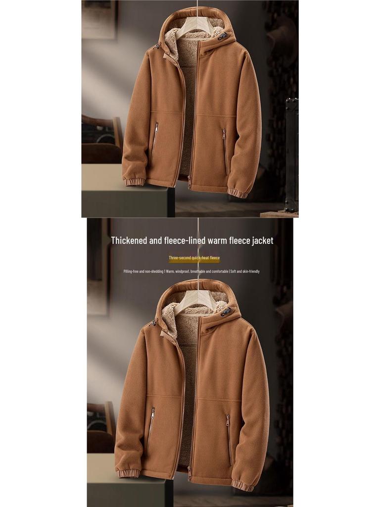 Men's Fleece Jacket: New Autumn/Winter Thickened Polar Fleece Coat, Warm Lamb Wool Casual Sweatshirt