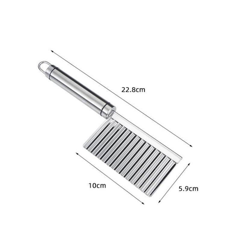 Stainless Steel Potato Chip Slicer Crinkle Cutter Knife Dough Vegetable Fruit Potato Crinkle Wavy Slicer Knife French Fry Slicer