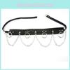 Alternative Style Wide Fabric Waist Belt For Women With Heavy Alloy Buckle For Casual Punk Or Goth Attire