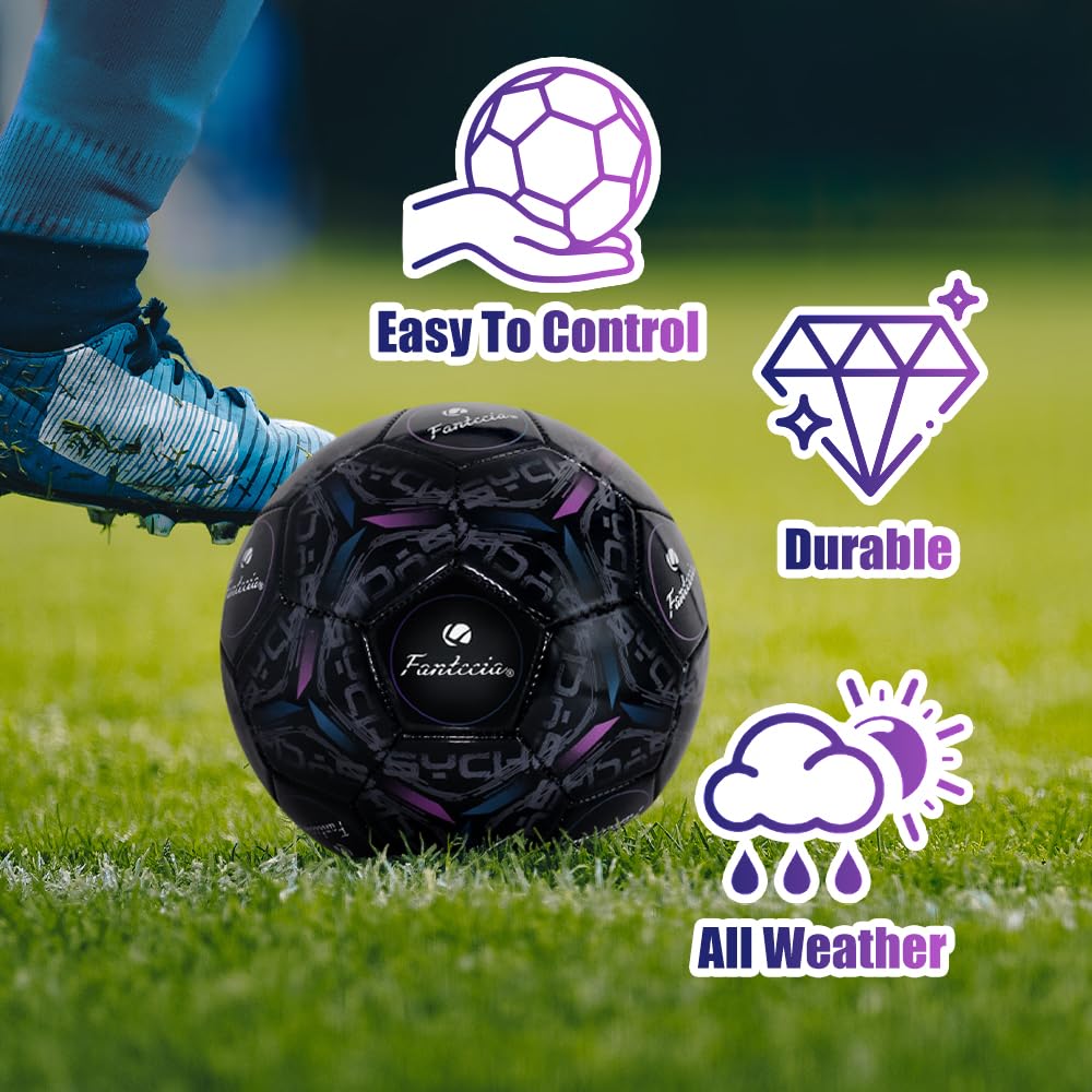 Fantecia Size 5 Soccer Official Size and Weight Leather Soccer Ball Ball,
