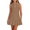 Vestito polo senza maniche per bambina, casual, da indossare tutti i giorni, con colletto e orlo a balze, vestibilità comoda, vestito estivo per bambini