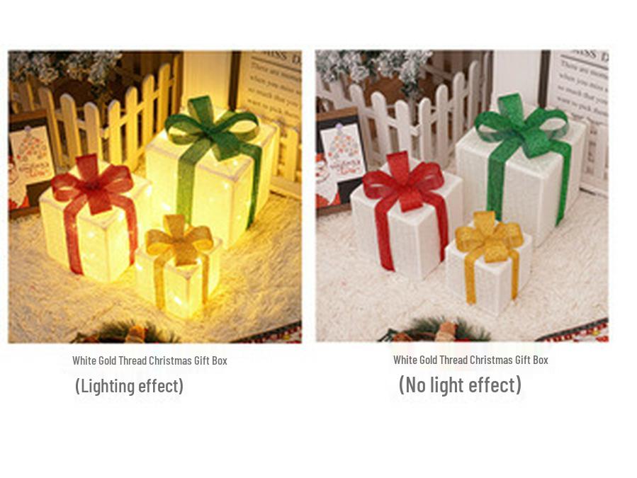 Christmas Gift Box Set: 3-Piece String Lights with Ornaments for Room Decor