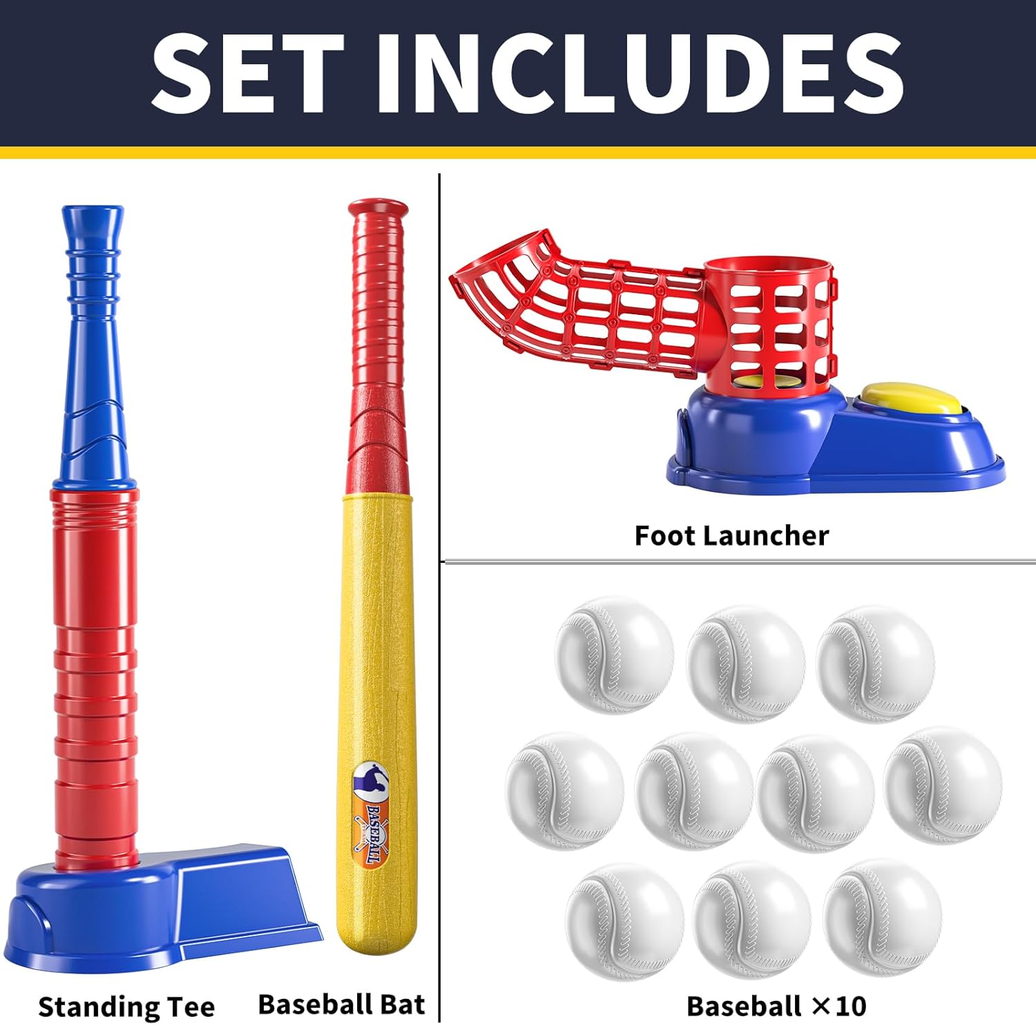 

T Ball Set Toys For Kids Baseball Tee For Boys Toddlers Auto Ball Launcher Indoor Outdoor Outside Sports Tee Ball Set Toys Gifts