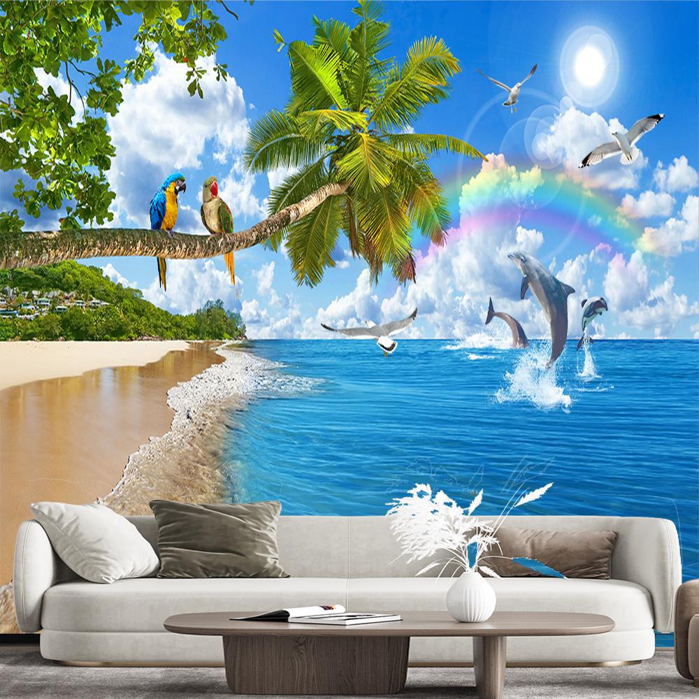 Beautiful Beach Mural Large Sea View Wall Murals Underwater Ocean Wallpaper Living Room Bedroom Palm Tree Murals