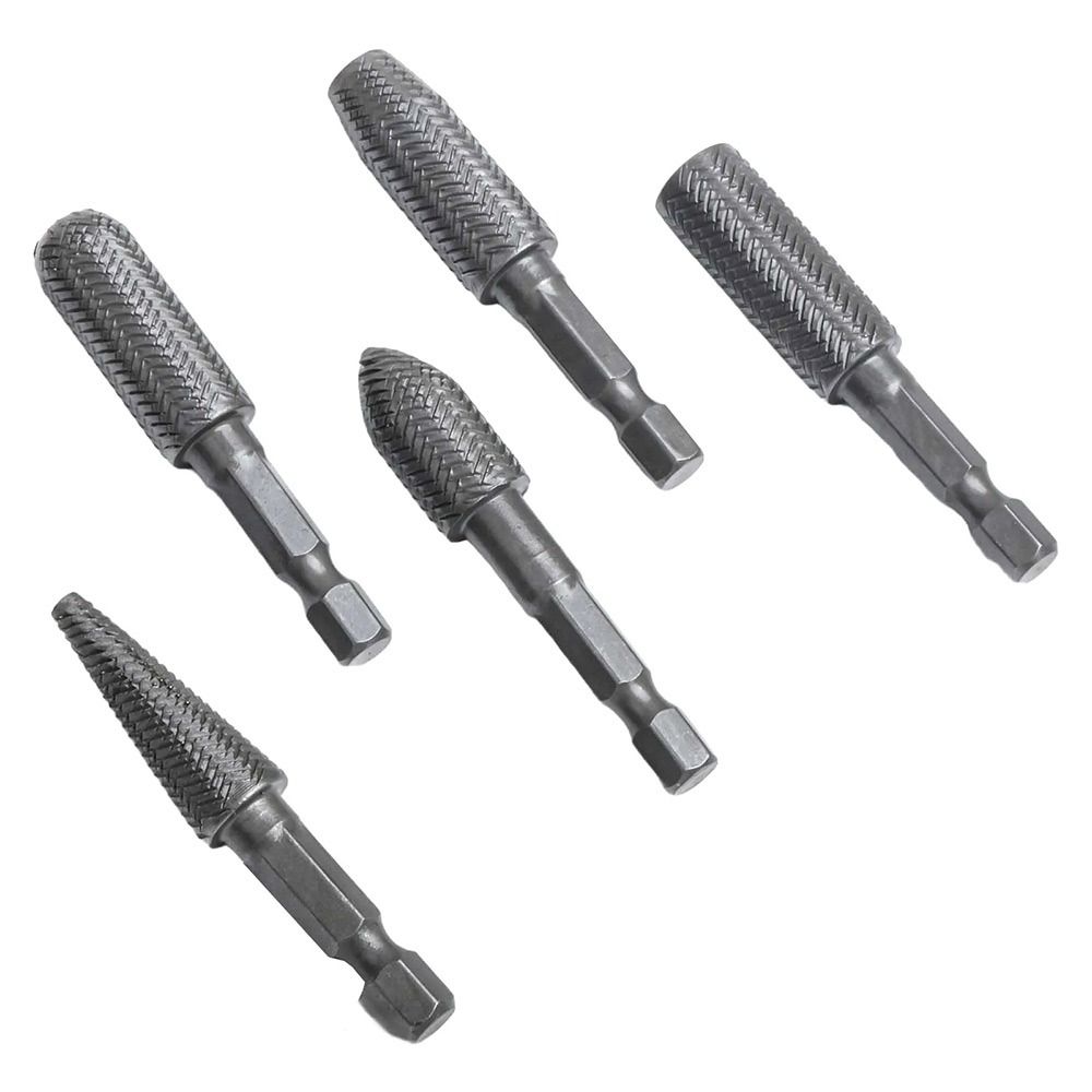 5Pcs/Set 1/4inch Hex Shank Rotary Rasp File Engraving Drill Bits Carving Sanding Grooving