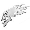Motorbike Motorcycle Tank Car Sliver Flaming Skull 3D Gel Sticker Decal L/R Pair