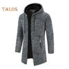 Herrenmantel mit Kapuze, Kordelzug, lange Ärmel, einfarbig, mittellange Jacke mit Taschen, Reißverschluss, dünne Strick-Oberbekleidung