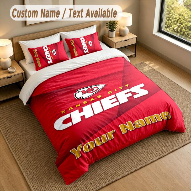 Bedding Set 1 Duvet Cover 2 Pillowcases Kansas City Chiefs Print Soft Bed Linen Bedroom Decor