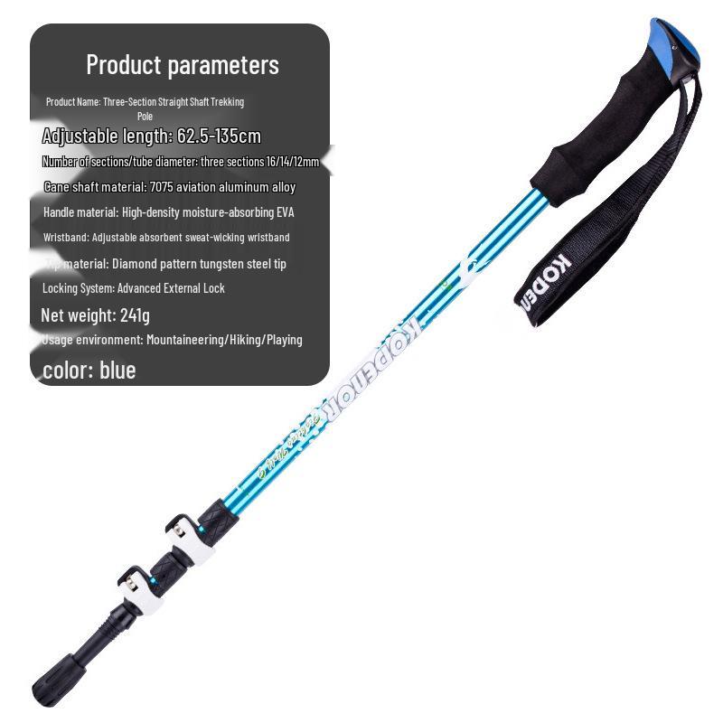 Ultralight Carbon Fiber Three-Section Trekking Poles with External Lock for Hiking and Walking