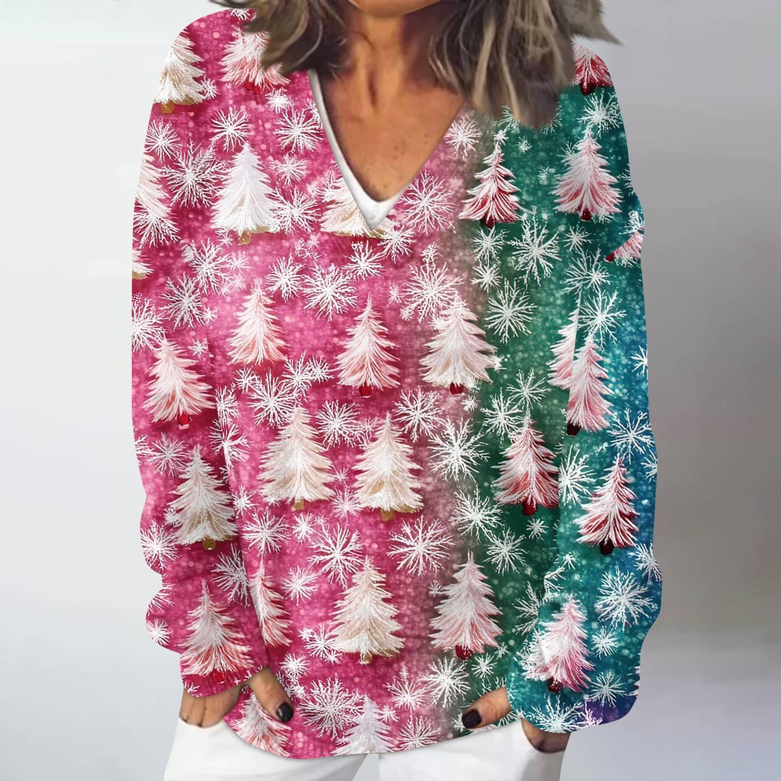 

Женский повседневный, модный, комфортный, атмосферный, напечатанный, с V-образным вырезом и длинными рукавами, свободный свитер-топ XXXXL розовый